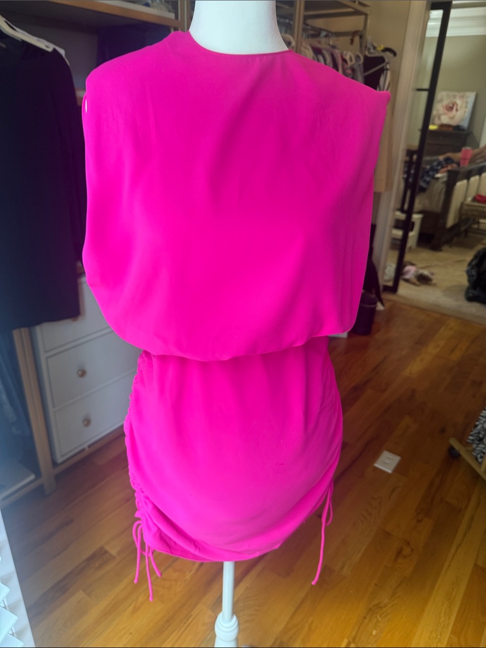 Amanda Uprichard Hot Pink Blouson Mini Dress